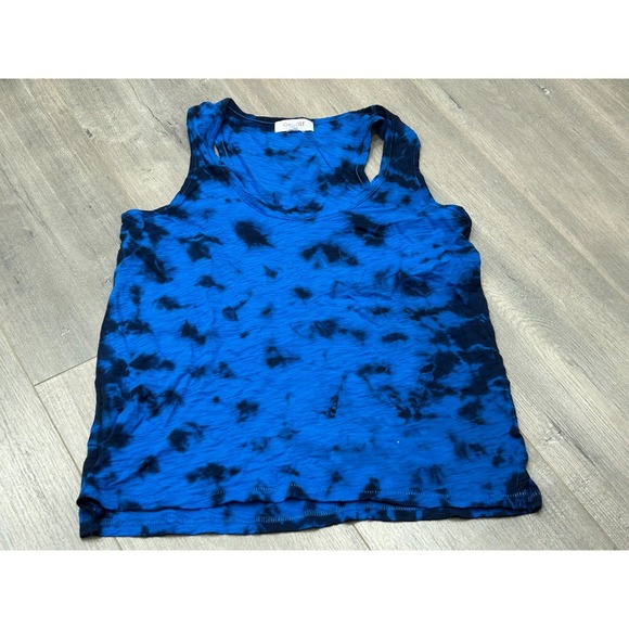 Goldie Tops - Goldie Lewinter Tank Top Womens Small Blue Black Tie Dye Pima Cotton Summer